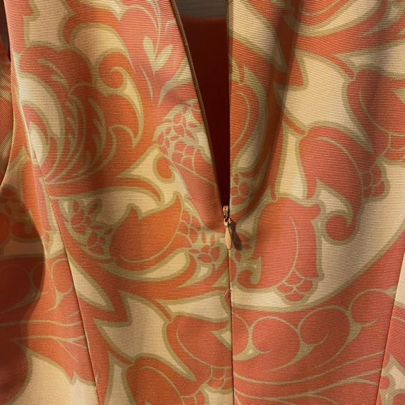 NWT Adrianna Papell cutout collarbone abstract print wide pleats dress w/pockets - Picture 6 of 7